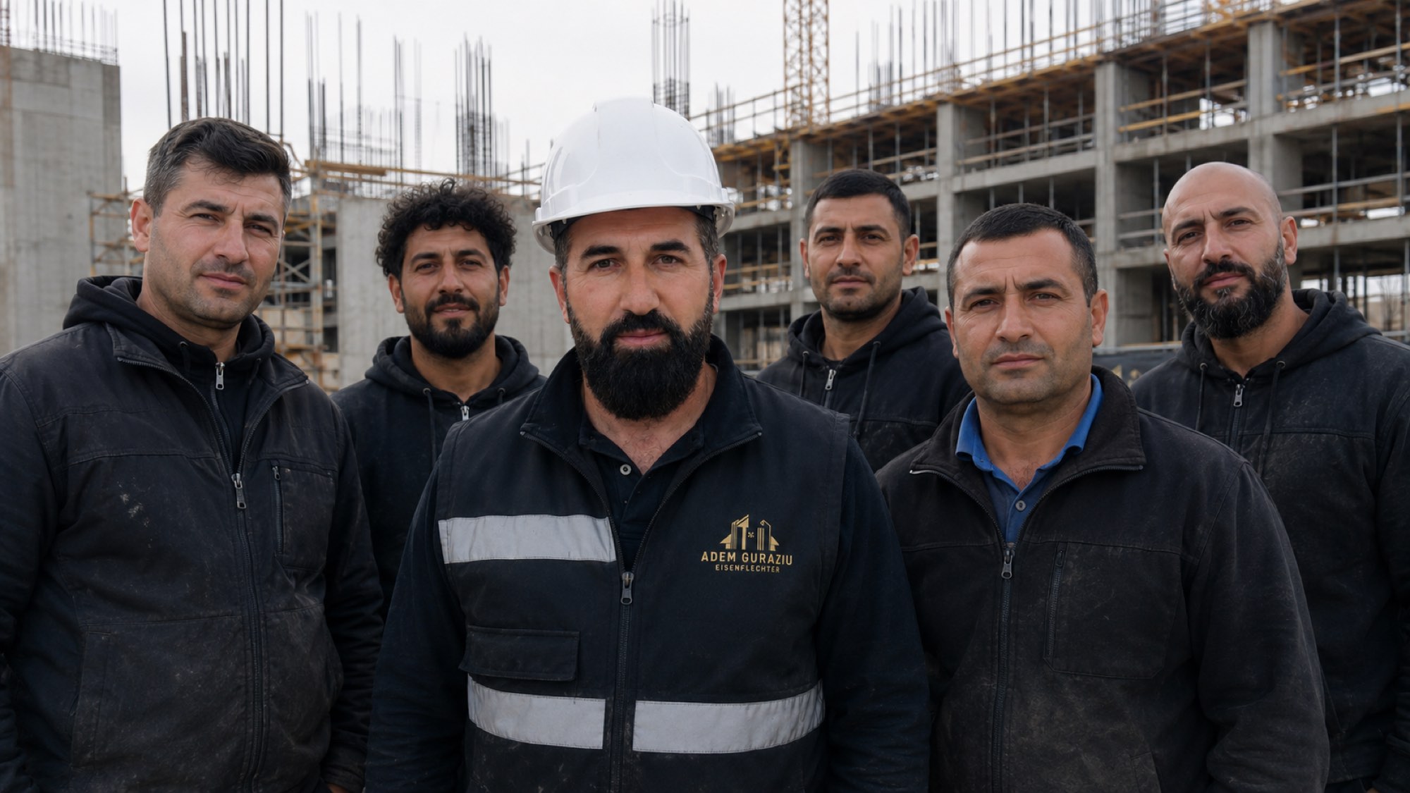 Das Eisenflechter-Team von Guraziu Bau auf der Baustelle